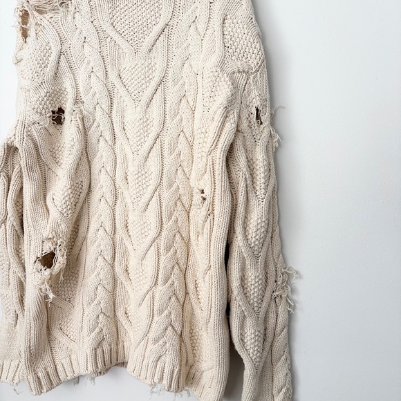 Palm Angels distressed cream fisherman sweater - Picture 4 of 10
